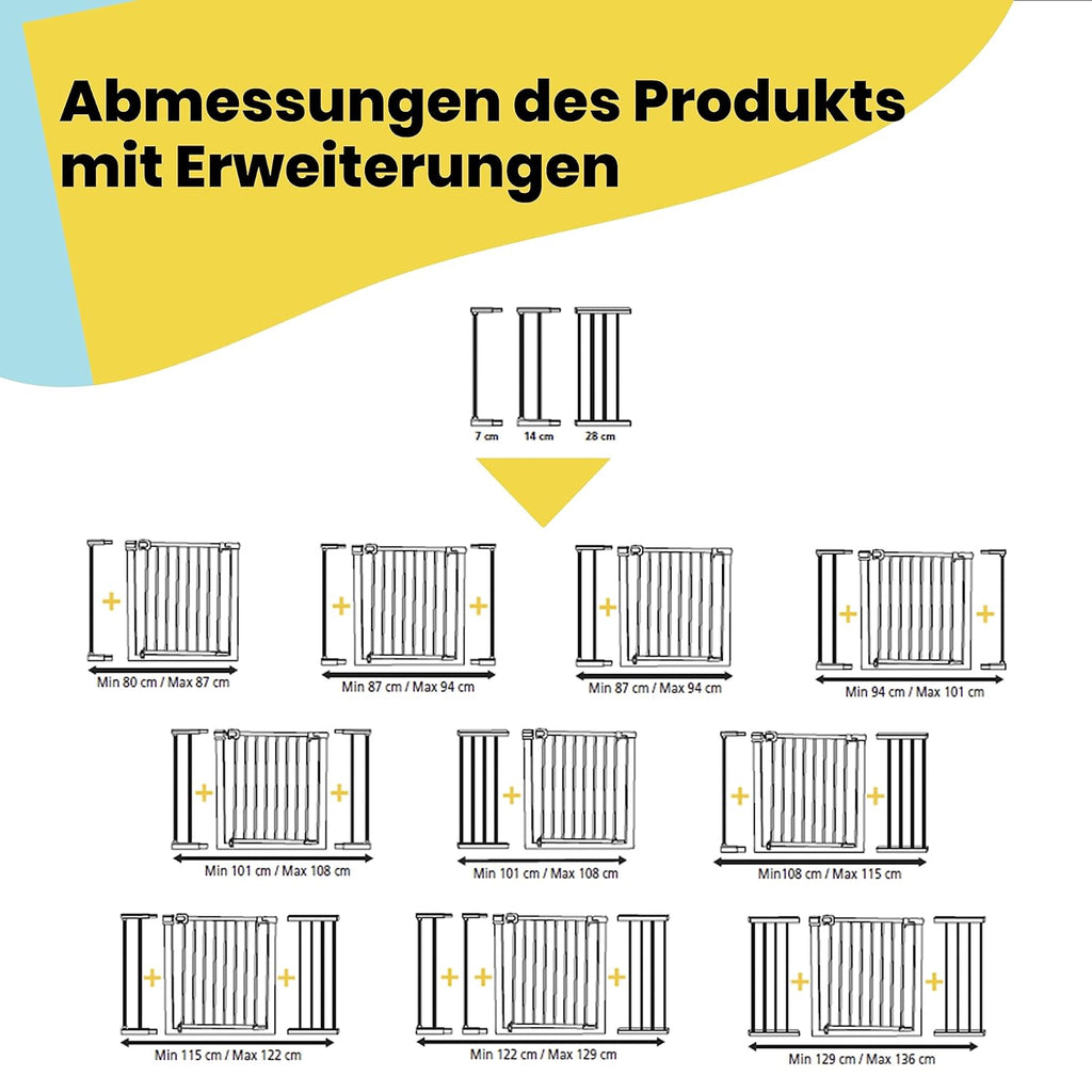 Safety 1st Easy Close Extra Tall, extra hohes (91 cm) Sicherheitsgitter aus Metall, druckfest, ideal für Kinder und Haustiere, mit einer Breite, die sich von 73 auf 80 cm ausdehnen lsst, wei