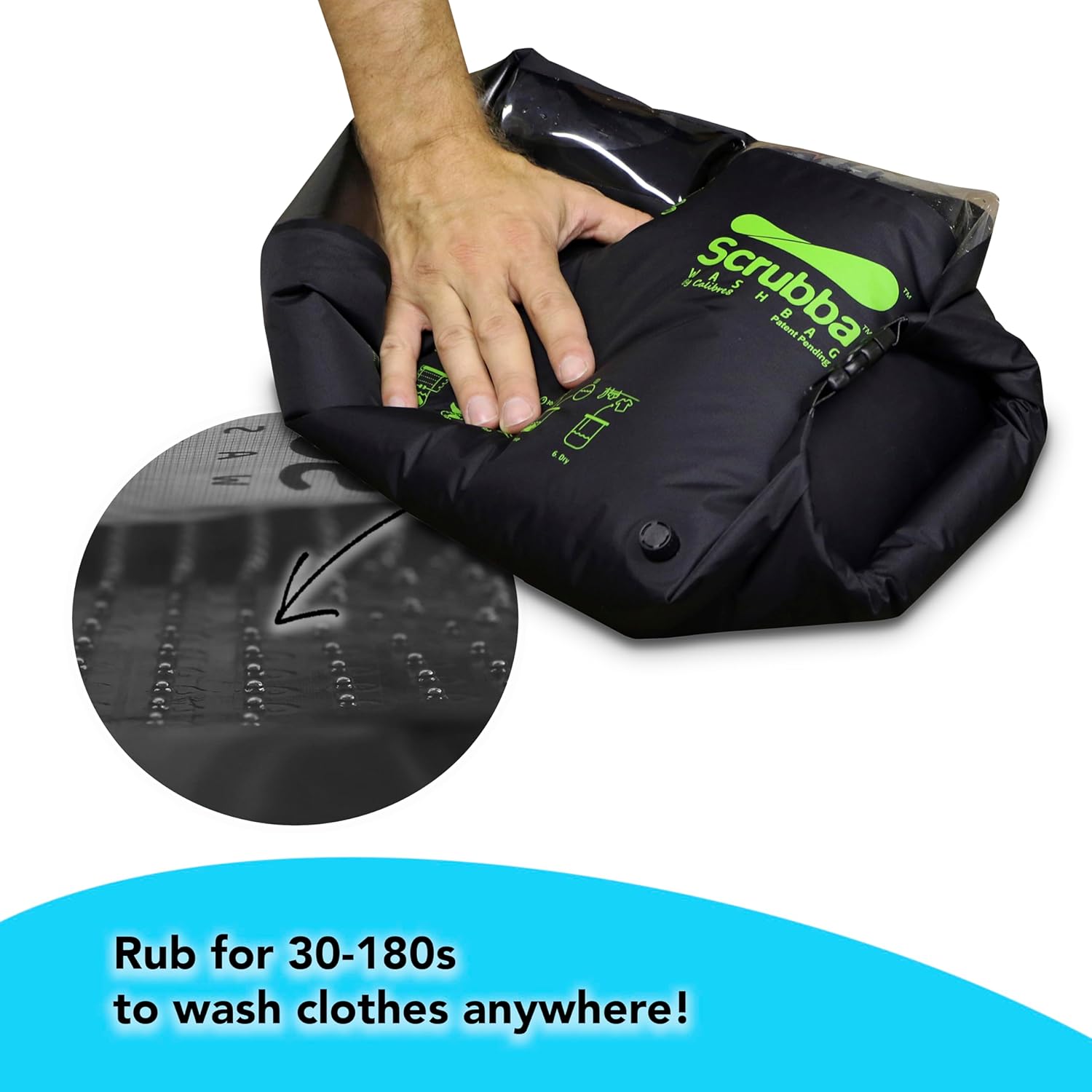Scrubba Toplader Wash Bag 2.0 - Lavatrice portatile da campeggio - Borsa per il lavaggio e sacca da bucato, Verde