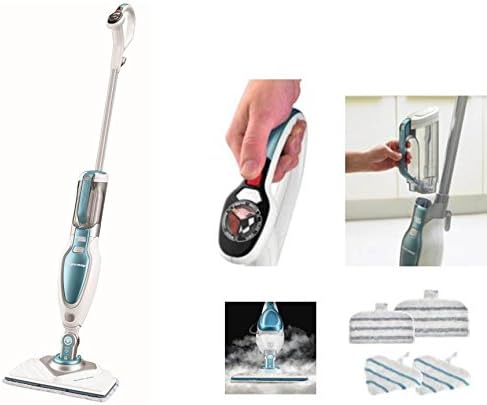 Black+Decker Pulitore a vapore Steam Mop Deluxe FSM1630 / Mop a vapore verticale per pavimenti duri sigillati/Pulizia dei pavimenti con panno in microfibra lavabile / Piede rimovibile ruotabile a 180° / 1600W