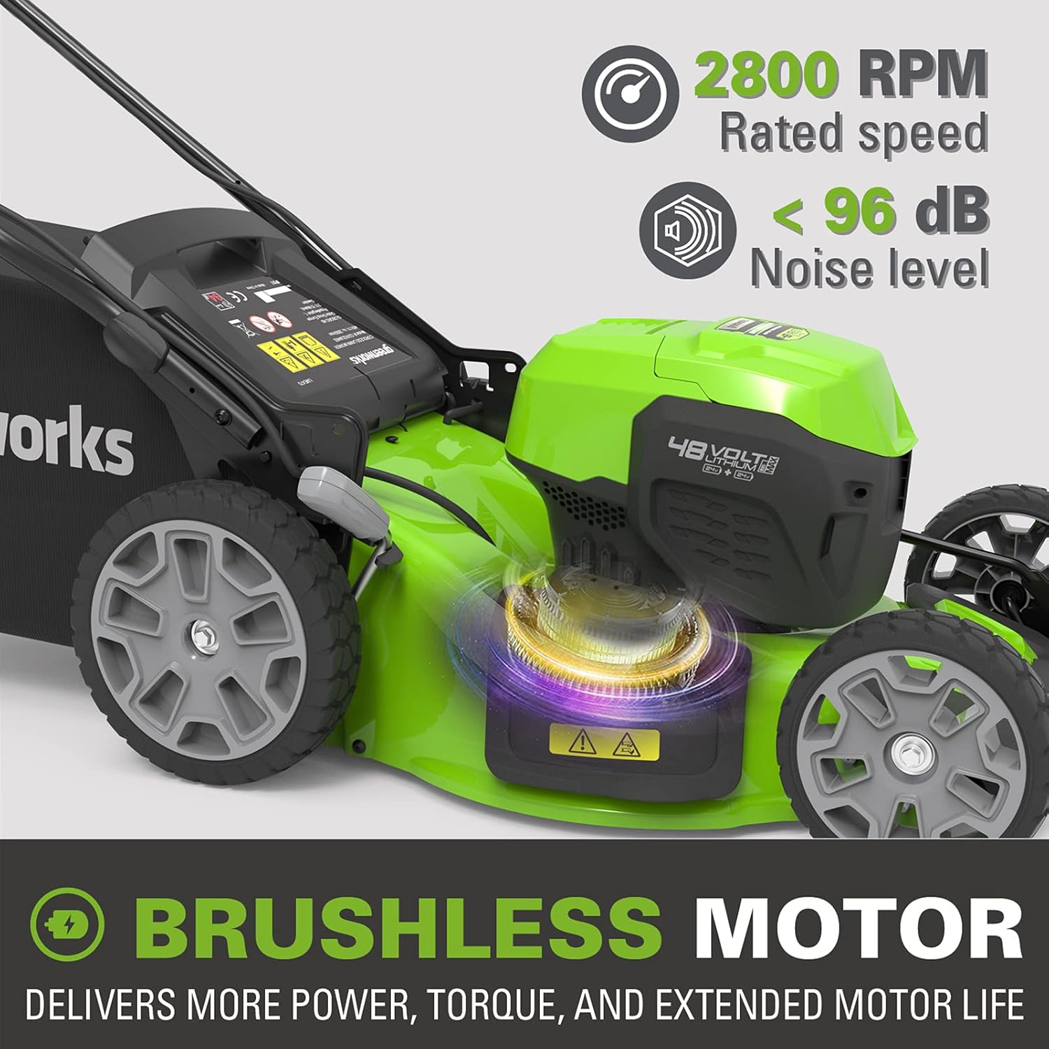 Greenworks 48V (2x24V) Selbstfahrender Akku Rasenmäher für große Flächen bis zu 480m², 46cm Schnittbreite, 55L Sack PLUS zwei 4Ah-Akkus und Doppelladegerät GD24X2LM46SPK4X