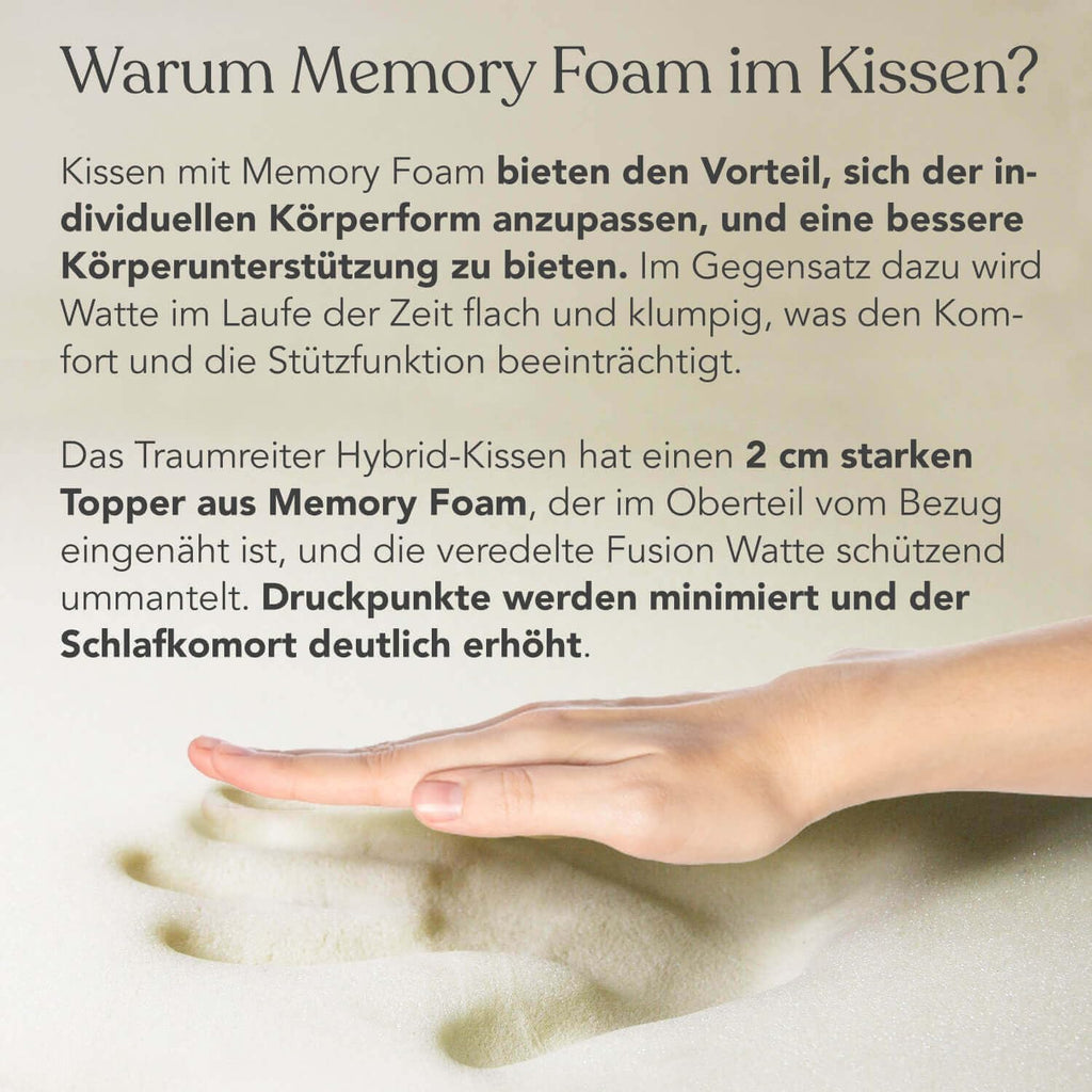 Traumreiter Visco XXL Seitenschläferkissen mit Bezug Baumwolle Graphit Grau, Hybrid Kissen + 1cm Memory Foam, U förmiges Schwangerschaftskissen Gel Body Pillow Komfortkissen Ergonomie Zertifiziert