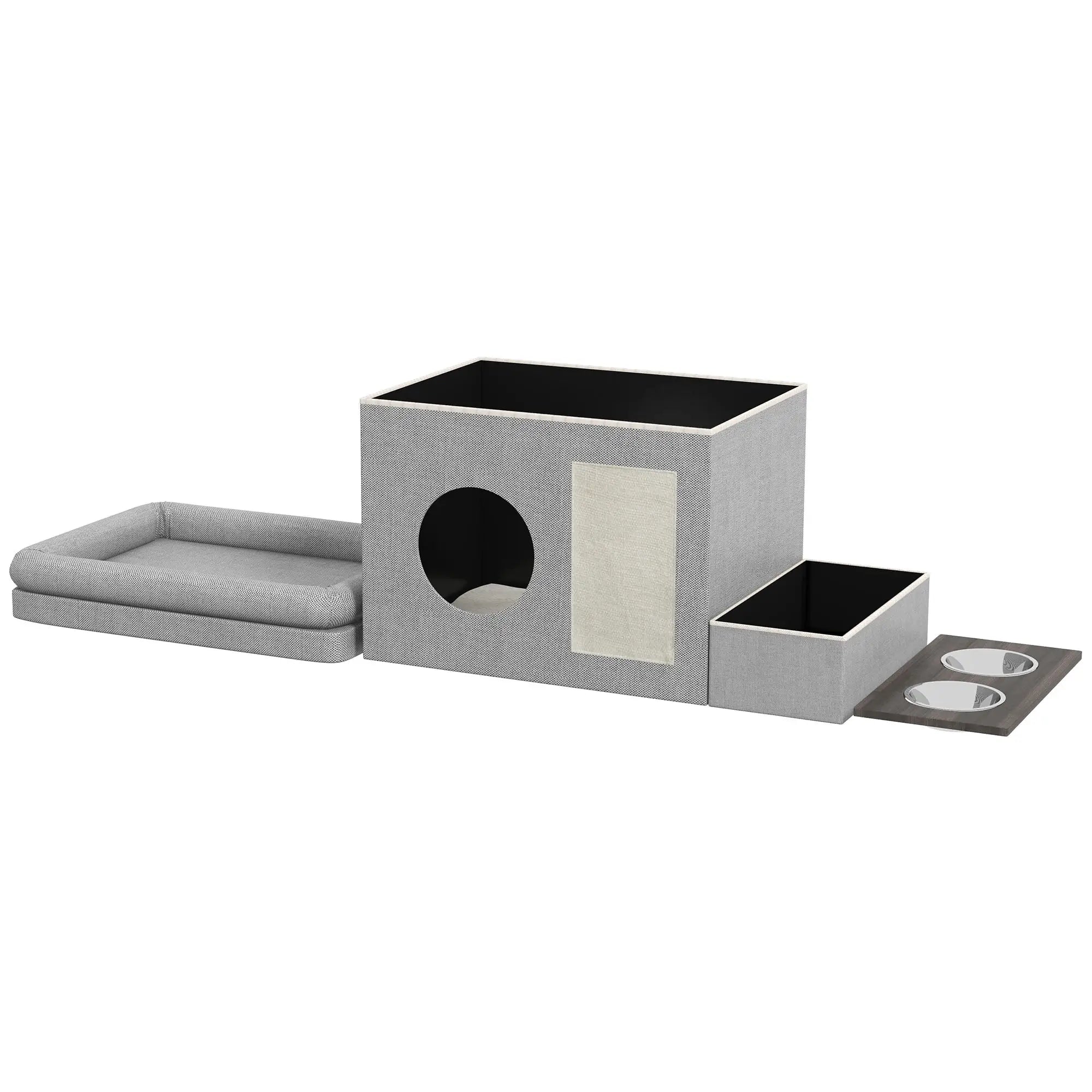 Set di 2 ciotole in acciaio inossidabile grigio 78x48x49,5 cm
