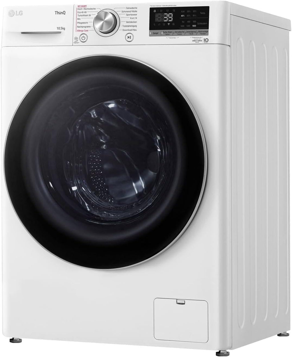 LG F4WV7080, Klasse A, Frontlader-Waschmaschine 8 kg, 1400 U/Min, AI Direct Drive, Wi-Fi, Tiefenreinigung mit Dampf, Große Kapazität, TRIPLE A, Außentür aus Sicherheitsglas, 62 x 60 x 85 cm ꟷ Weiß