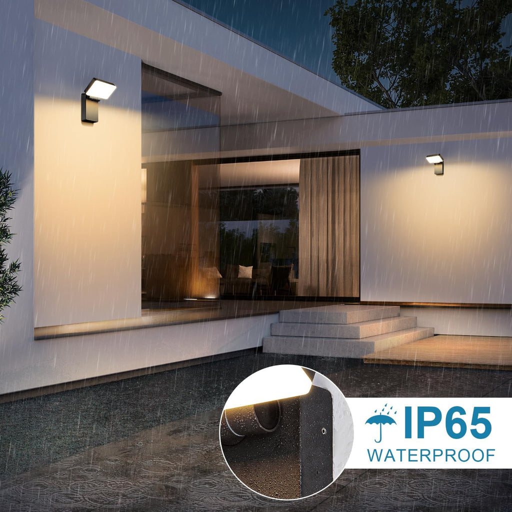 Kingwen 4 Pack 40W Wandleuchte Innen/Aussen 3000K Warmweiß Außenwandleuchte mit 360°Schwenkbar Panel LED Wandlampen Modern Außenlampe 3000LM LED Strahler Wasserdicht IP65 Wandleuchten Schwarz