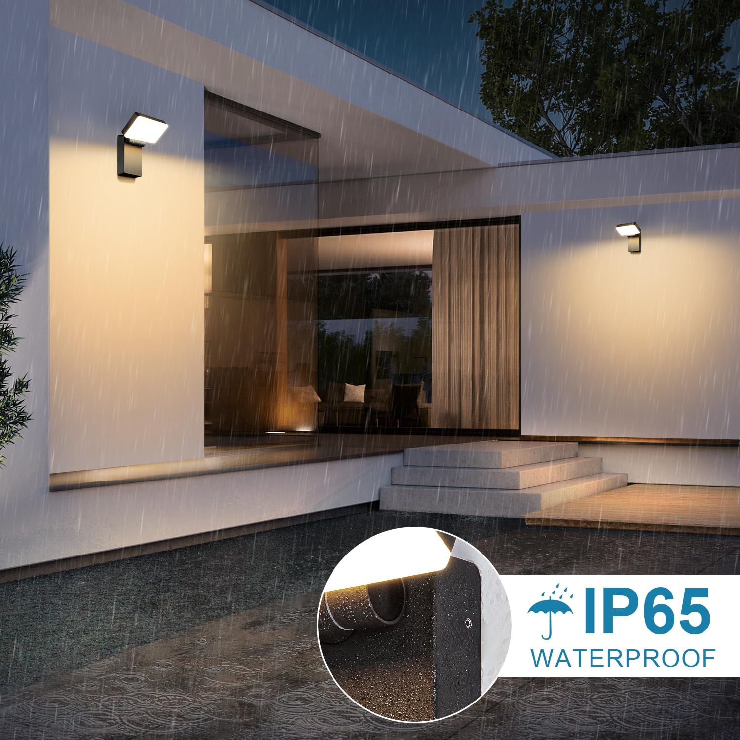 Kingwen 4 Pack 40W Wandleuchte Innen/Aussen 3000K Warmweiß Außenwandleuchte mit 360°Schwenkbar Panel LED Wandlampen Modern Außenlampe 3000LM LED Strahler Wasserdicht IP65 Wandleuchten Schwarz