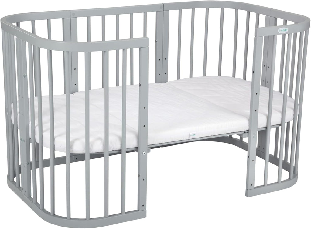Waldin Lettino per bambini in legno 7in1 con materasso, Letto "Cresci con me", Ventilato, Base regolabile in 5 altezze, Set All-Inclusive, Legno Bianco