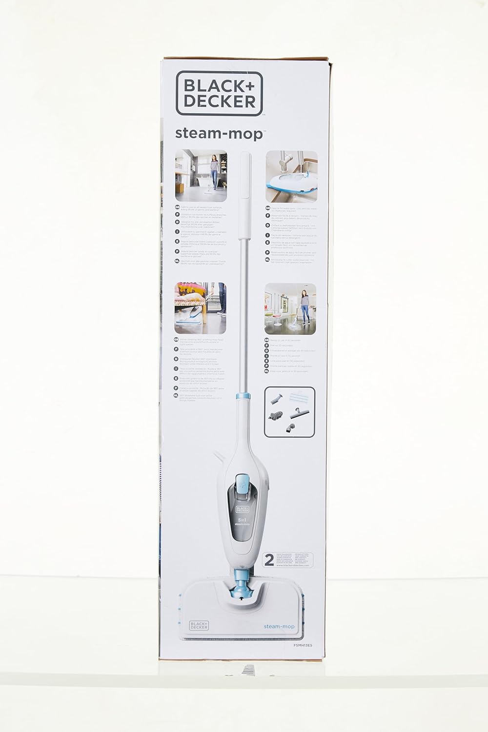 Black+Decker 1.300W 5-in-1 Dampfbesen Steam Mop FSM13E5 (Dampfreiniger für hygienische, gründliche Sauberkeit, abnehmbarer Stiel, einfache Bedienbarkeit, inkl. 5-teiliges Zubehrset)