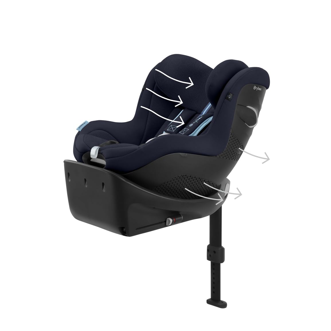 Seggiolino auto CYBEX Gold Sirona Gi i-Size Plus con base, Da 3 mesi a 4 anni circa (Dalla nascita con inserto per neonati), Max. 20 kg, 61-105 cm (Da 40 cm con inserto per neonati), Stormy Blue
