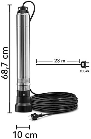 TROTEC Tiefbrunnenpumpe TDP 7501 E – Wasserpumpe mit Fördermenge 6000 l/h, 1100 W – Förderhöhe 90 m, ø 8,6 cm, IP68 für Pumpe, Edelstahlpumpe