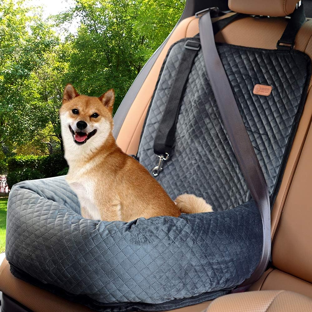 Trasportino da viaggio per auto per animali domestici di piccola, media e grande taglia, per cani/gatti, cuccioli, con parte inferiore antiscivolo e rivestimento lavabile, nero