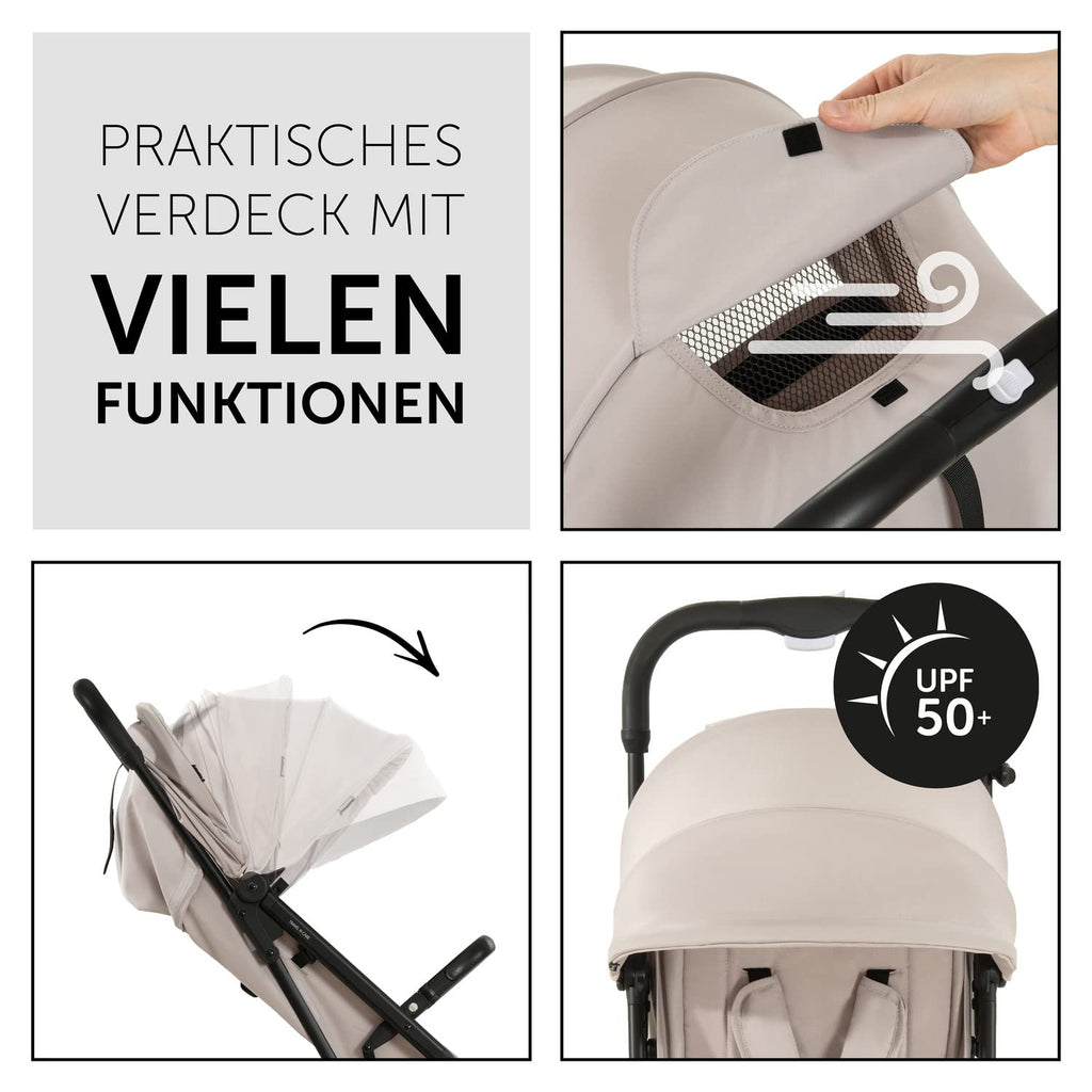 hauck Passeggino leggero Travel N Care per bambini dalla nascita fino a 22 kg con funzione reclinabile, ultraleggero - 6,9 kg, chiudibile con una mano, UPF 50+, ruote in EVA, cestino fino a 3 kg (Dark Olive)