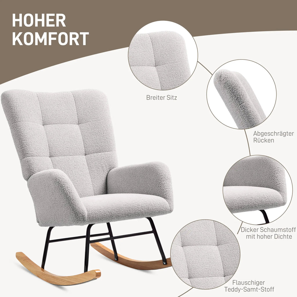 HOMCOM Schaukelstuhl Schaukelsessel sanft schaukelnd extra gepolstert