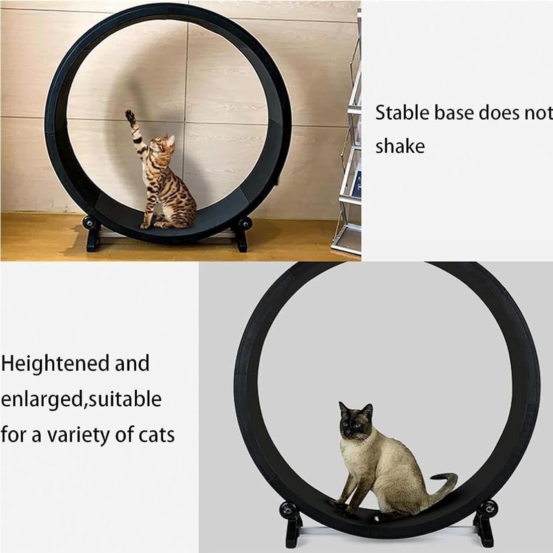 Katzen Laufrad aus Holz, Katzenlaufrad leise – Katzenlaufrad für Spiel und Fitness – Holz Laufrad für Katzen – Interaktives Katzenspielzeug – Laufrad Katze
