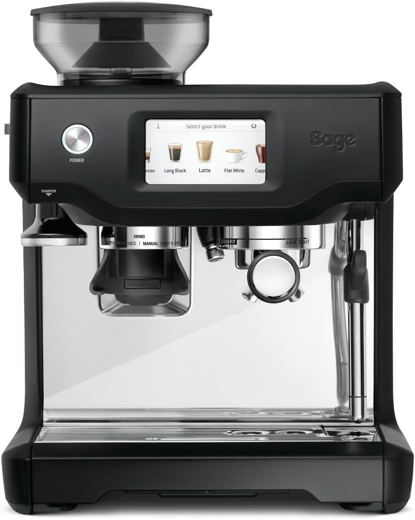 Sage - The Barista Touch - Macchina da caffè con schiumalatte automatico e macinacaffè integrato - Touchscreen, pressino rimovibile, 5 impostazioni predefinite - Macchina per caffè espresso - Acciaio Inox Spazzolato