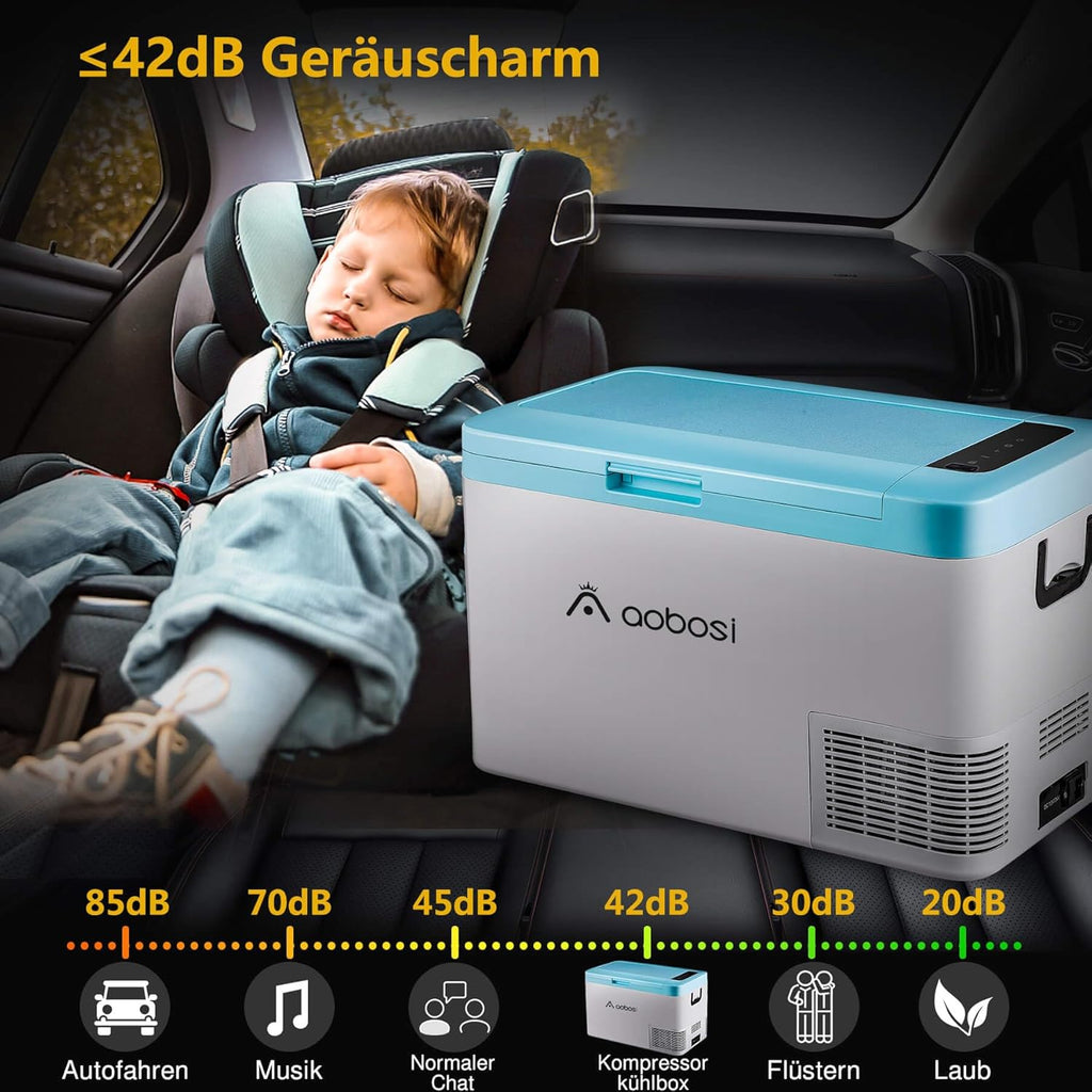 AAOBOSI Frigo Box a Compressore 36 L, Frigo Portatile per Auto con Controllo App WiFi, 12/24 V e 100-240 V, fino a -20 °C per Auto, Camion, Barca, Camper, Campeggio, Doppia Zona