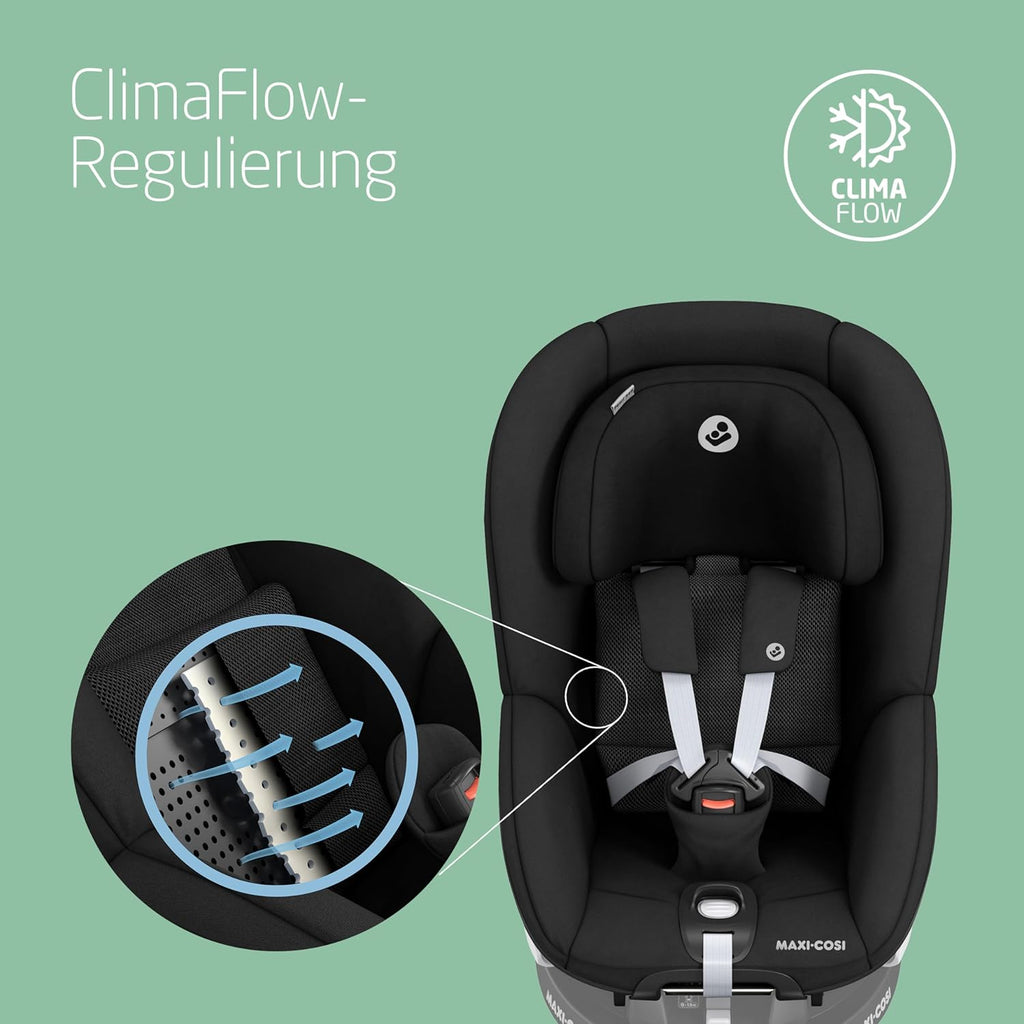 Maxi-Cosi Pearl 360 i-Size baby autositz, autositz 360 grad drehbar, 3 Monate - 4 Jahre (61-105 cm), Drehung mit nur einer Hand, ClimaFlow, Easy-In-Gurt, G-CELL, Authentic Black