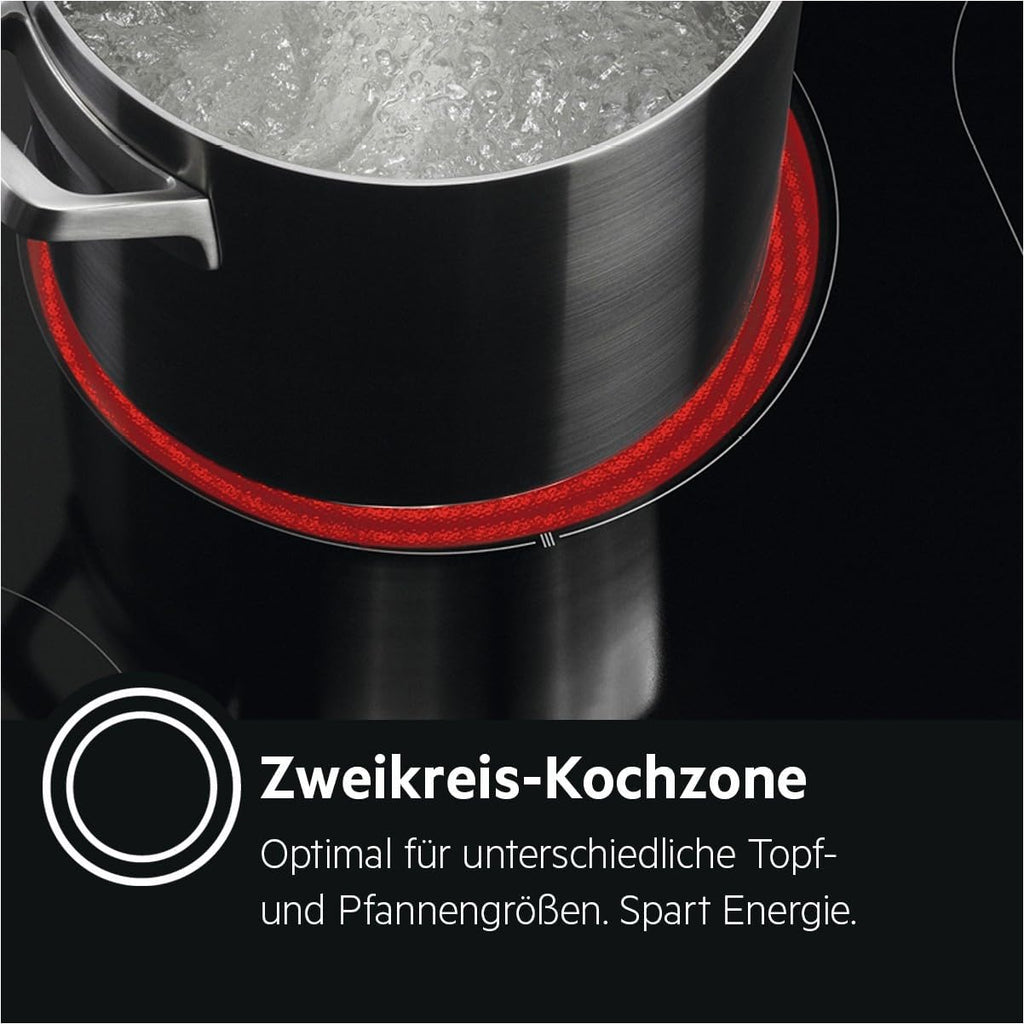 AEG Induktionskochfeld autark 60cm – 4 Flex-Kochzonen mit Powerfunktion für schnelleres Kochen – 14 Stufen – SuperFlat Rahmen – Timer – Touch-Bedienung – kompatibel mit Haubenautomatik – TO64IA0AXB