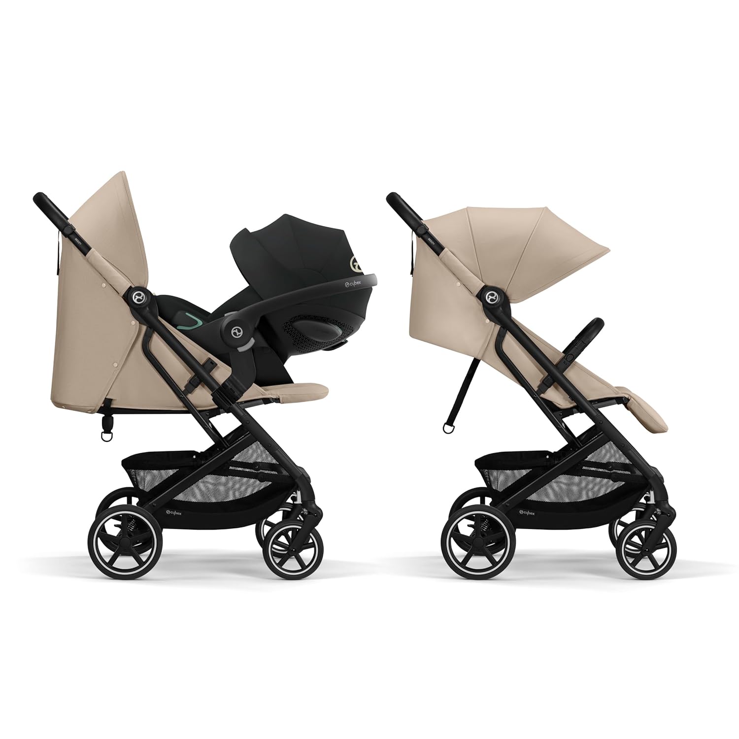 Cybex Gold Passeggino Beezy con imbracatura One-Pull, Dalla nascita fino a circa 4 anni (max. 22 kg), Compatto ed ergonomico, Almond Beige (Beige con telaio nero)