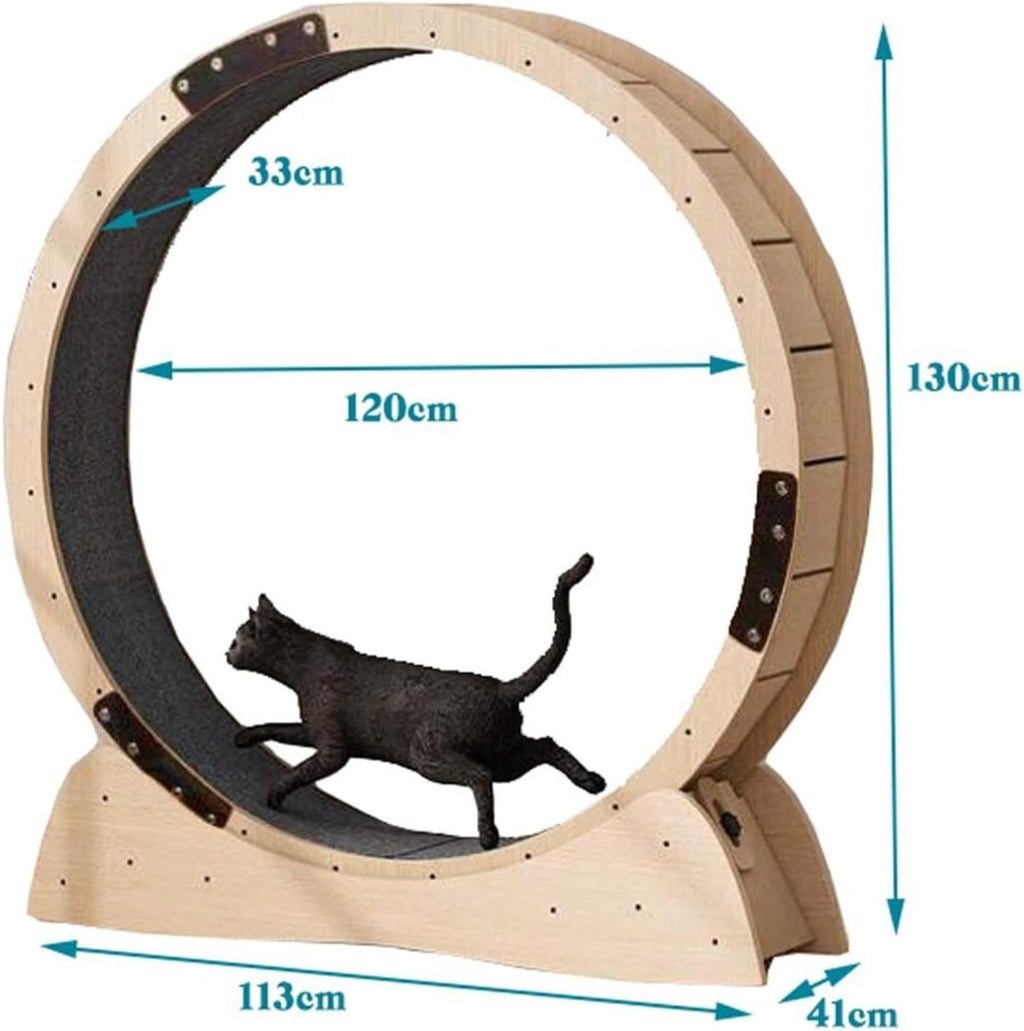 Katzenlaufrad 3 in 1 Katzen Laufrad Holz 85/100/120cm Durchmesser Großes Laufrad Für Katzen mit Griffpads Sperrvorrichtung und TPE Silent Wheel Katzenlaufrad für Katzen Drinnen Cat Wheel(Size:Diameter