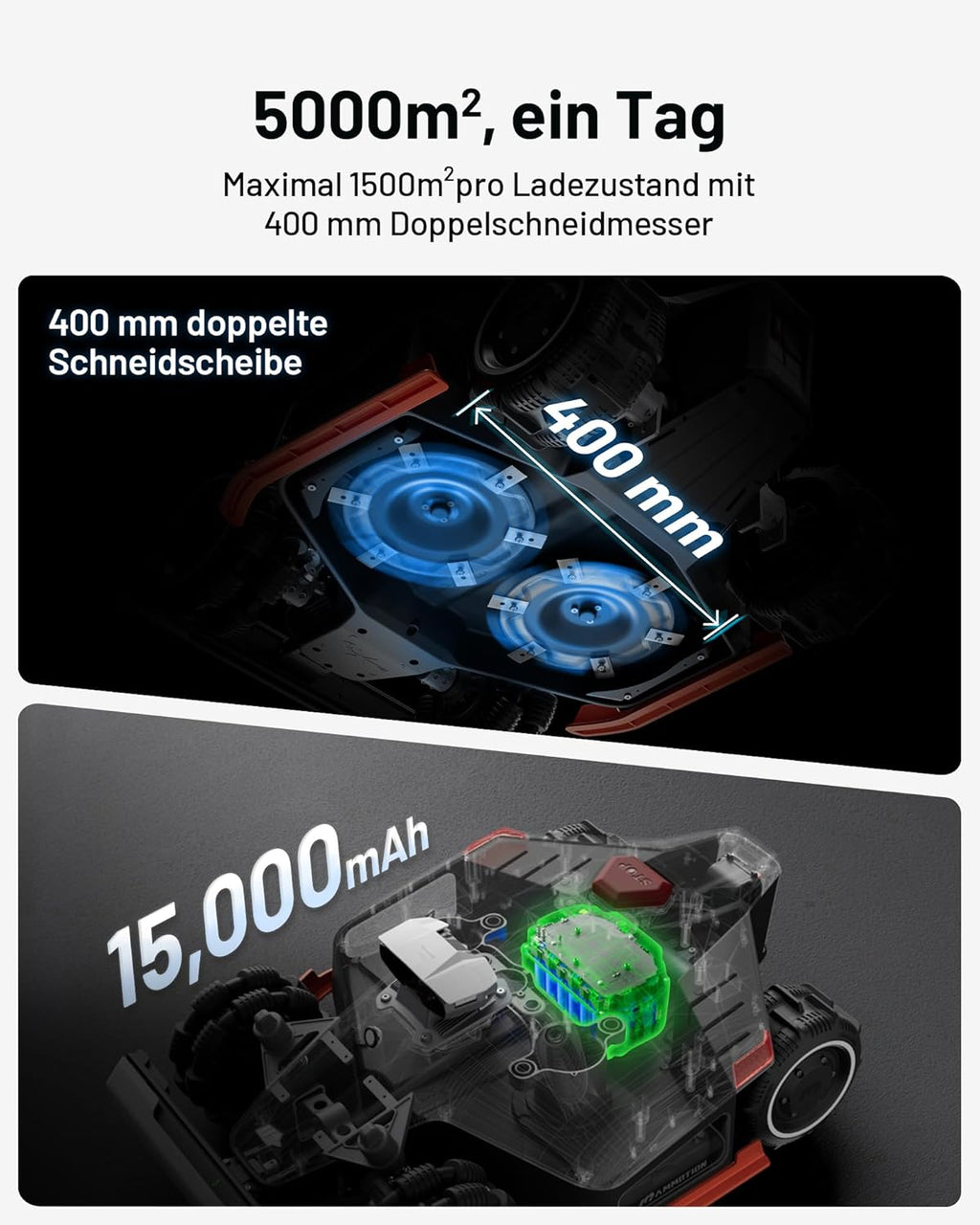MAMMOTION LUBA 2 AWD 3000X Robot Rasaerba senza Filo Perimetrale, NetRTK+Vision, Nessuna Antenna RTK Necessaria, Mappatura Automatica, Consigliato 3000m², Max. 3600m², con Modulo 4G, Pendenza 80%