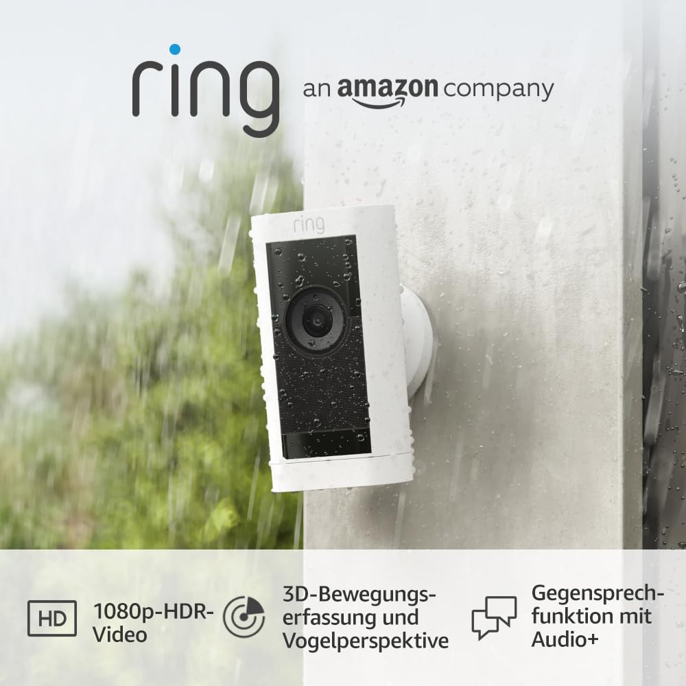 Ring Außenkamera Pro Solar (Stick Up Cam Pro) | Telecamera di sicurezza per esterni ad alimentazione solare con video HDR a 1080p, Wi-Fi, rilevamento del movimento 3D, compatibile con Alexa | 2 telecamere di sicurezza