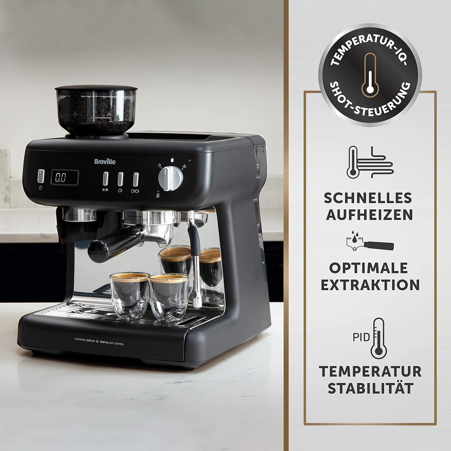Breville Barista Max Macchina da caffè con braccio per espresso | Macchina da caffè espresso con macinacaffè integrato e montalatte | Serbatoio dell'acqua da 2,8 l | Pompa italiana da 15 bar | Acciaio inossidabile [VCF126X]