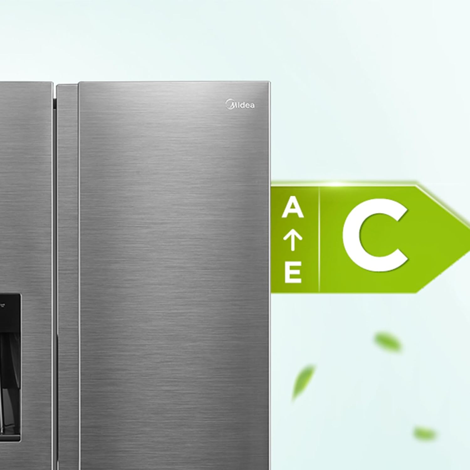 Midea KS-DDX 6.32 WT Frigorifero Side-by-Side con Congelatore/Altezza 178,8 cm/254 kWh/anno/No Frost/Compressore Dual Inverter/con Distributore di Acqua e Ghiaccio 3-in-1 e Serbatoio d'Acqua, Inox Scuro