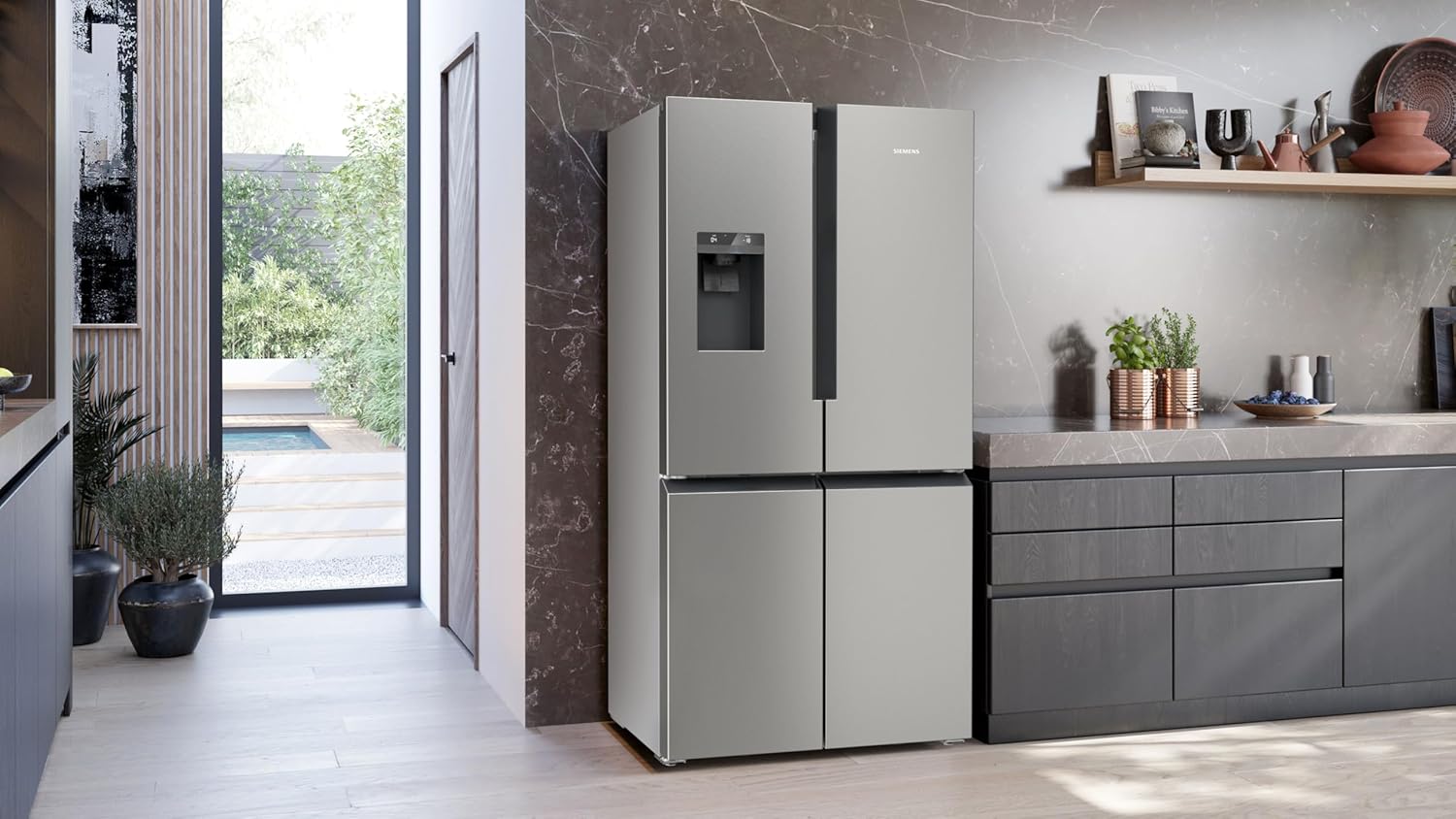 Frigorifero Multic дверный SIEMENS KF96NVPEA iQ300, 183 x 91 cm, 405 L di refrigerazione e 200 L di congelamento, hyperFresh per una freschezza più duratura, noFrost per non sbrinare mai più, superCooling per un raffreddamento più rapido