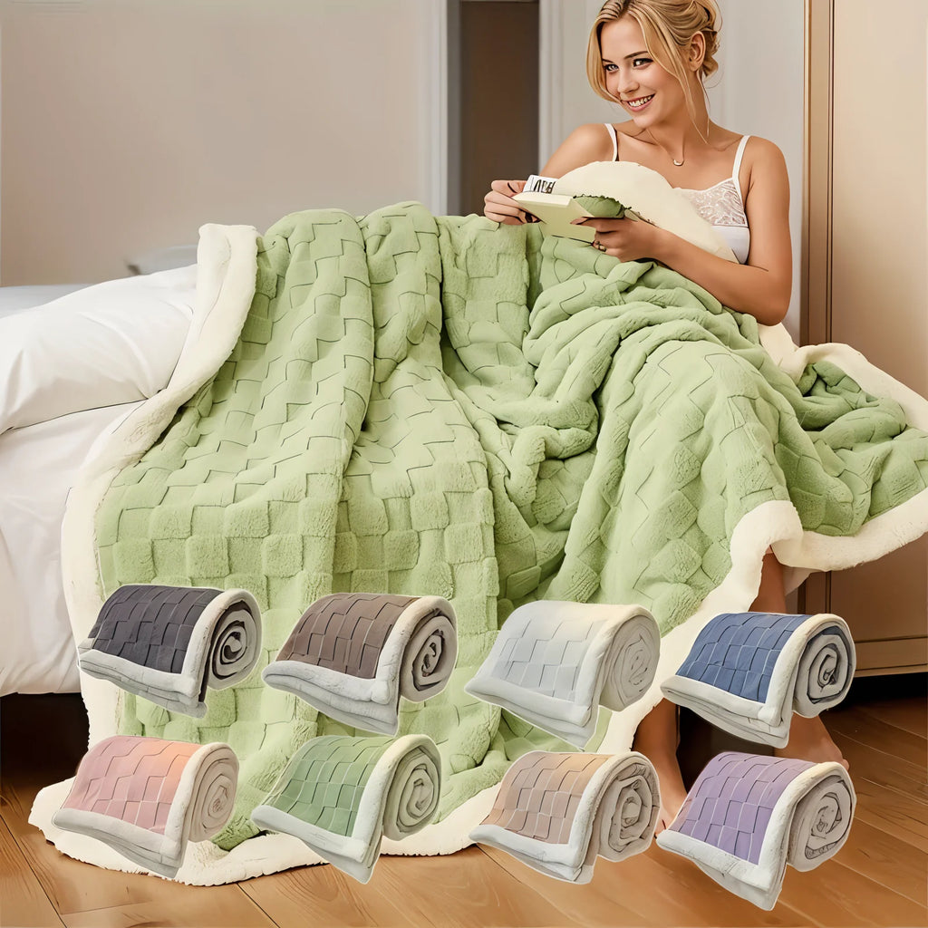 CozyCheck Plaid - Coperta in Pile Reversibile, Spessa e Termica per l'Inverno