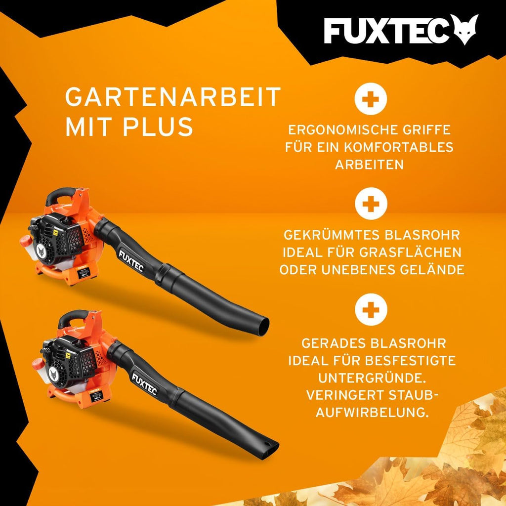 FUXTEC Benzin Laubsauger 4in1 FX-LBS126 2-Takt Laubbläser & Laubhäcksler inkl. 2Blasrohre & 45l Fangsack – getestet Oberklasse 1,4 – Blasgeschwindigkeit 71 m/s