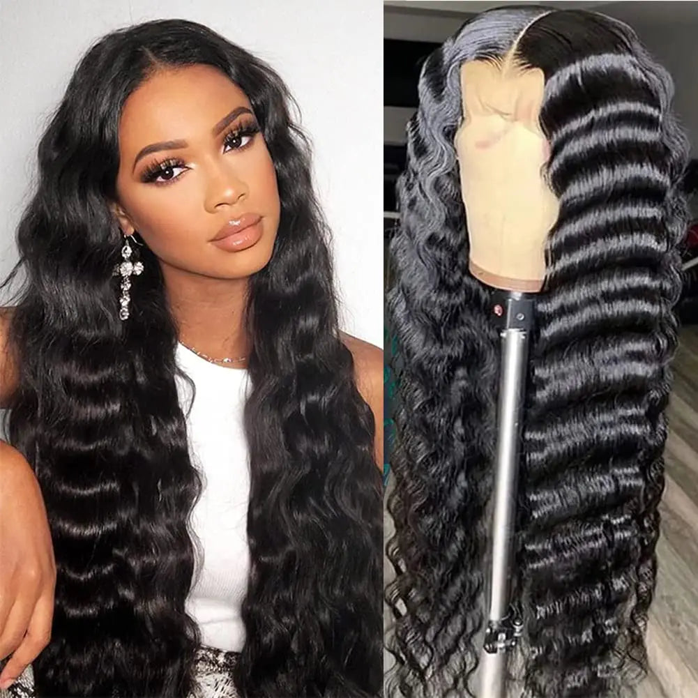 Trasforma il tuo look con la parrucca Xbeauty Loose Wave Lace Front 13x4 HD Trasparente 180% Densità in Loose Deep Wave, capelli umani pre-pizzicati con baby hair