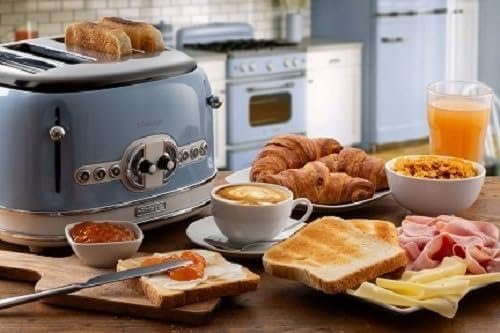 Ariete Vintage 156, 4-Scheiben-Toaster, Retro Toaster mit 6 Toaststufen, Automatischer Auswurf, Auftaufunktion, Herausnehmbares Krümelfach, Gehuse aus Edelstahl, 1600W, Beige