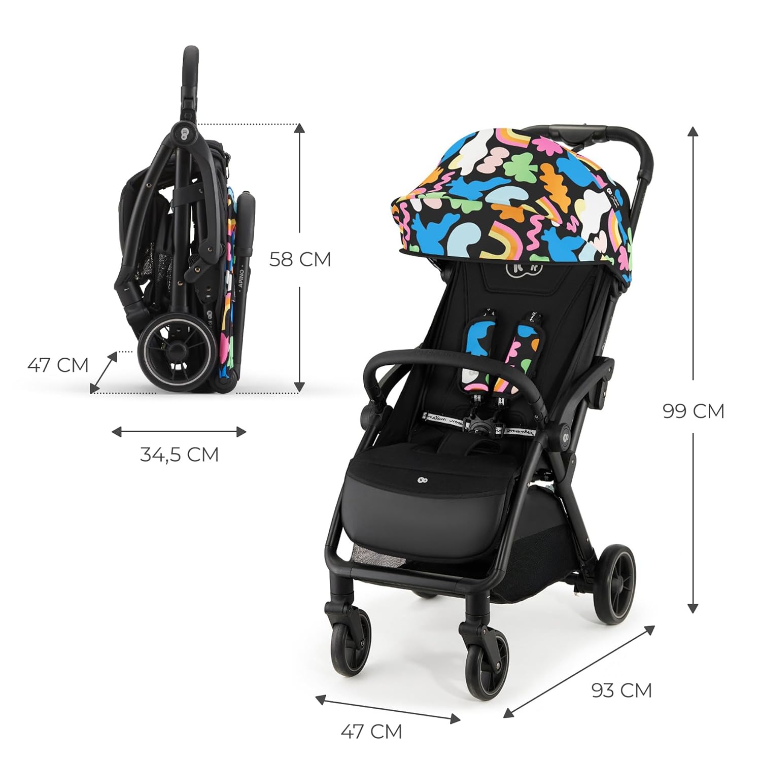 Kinderkraft APINO Buggy bis 22 kg, Liegebuggy, Kinderwagen, Leicht - 7,5kg, Automatisches zusammeklappen, Verstellbare Rückenlehne bis zur Liegeposition, ideal für Reisen, Beige