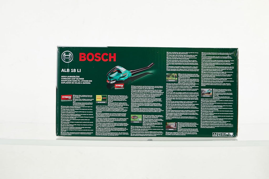 Bosch Home and Garden Soffiatore a Batteria ALB 18 LI (1 Batteria, Velocità Massima di Soffio 210 km/h, in Scatola) Verde, Nero