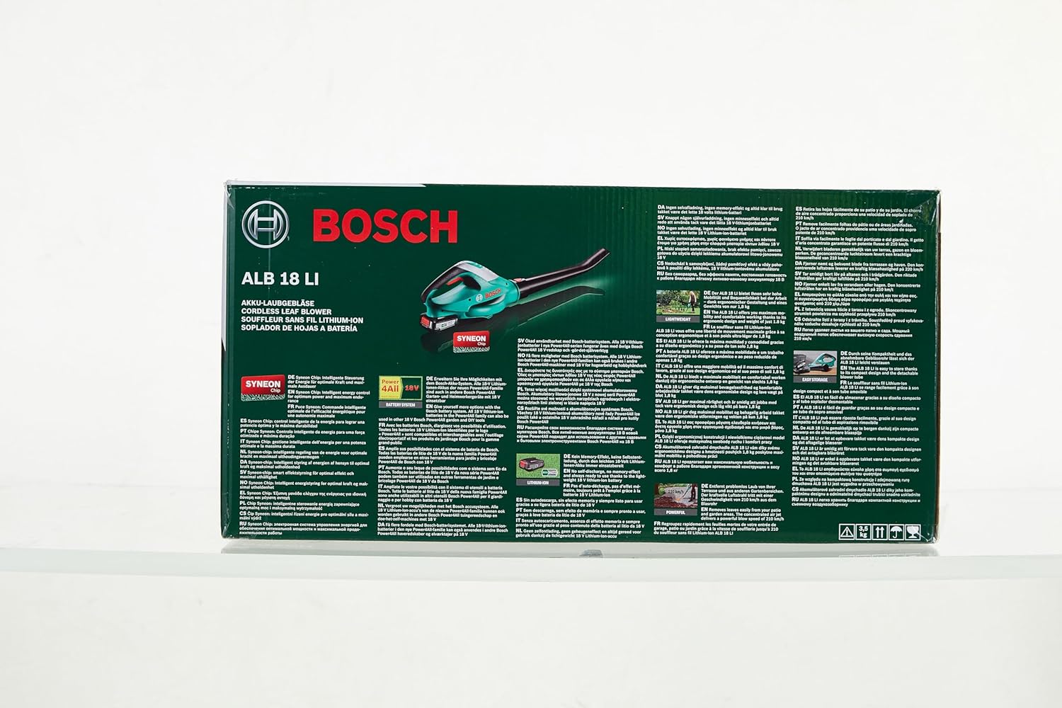 Bosch Home and Garden Soffiatore a Batteria ALB 18 LI (1 Batteria, Velocità Massima di Soffio 210 km/h, in Scatola) Verde, Nero