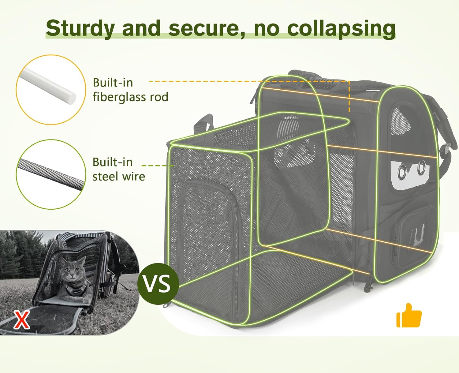 pecute Haustier Rucksack mit Netzfenster, Tragbare und Faltbare Katzentasche, Atmungsaktive und Leichte Hundetasche, Wasserdichtes Oxford-Tuch mit Viel Platz, Multifunktionales Rutschfestes Grau XL
