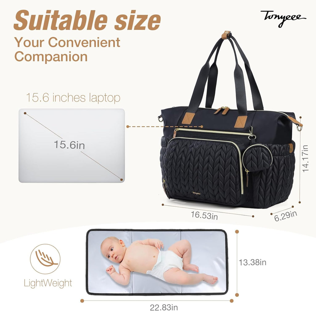 Tonyeee Wickeltasche, große Baby-Wickeltaschen, Krankenhaustasche für die Arbeit, Lieferung mit Schnulleretui, Wickelunterlage