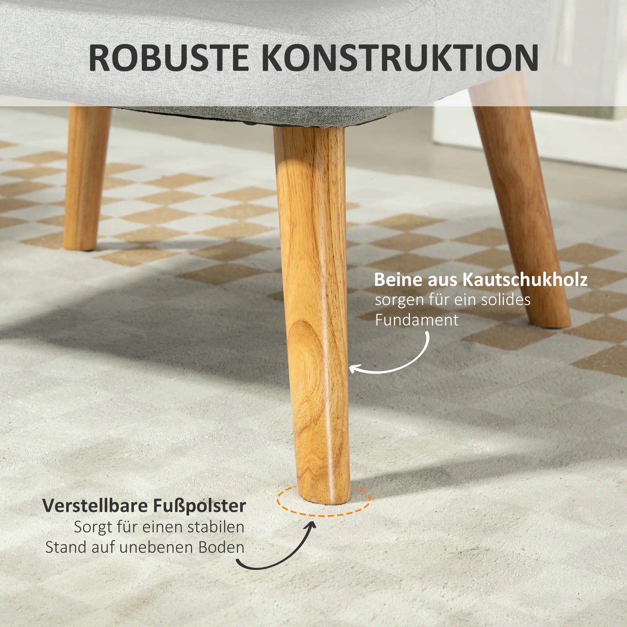 HOMCOM Sedia Imbottita Design Scandinavo Poltroncina Grigio Chiaro