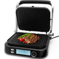 KLAMER Kontaktgrill, 7 Automatikprogramme, abnehmbare Platten, Antihaftbeschichtung, 2100W starker Plattengriller mit Cool-Touch-Griff, Schwarz & Edelstahl