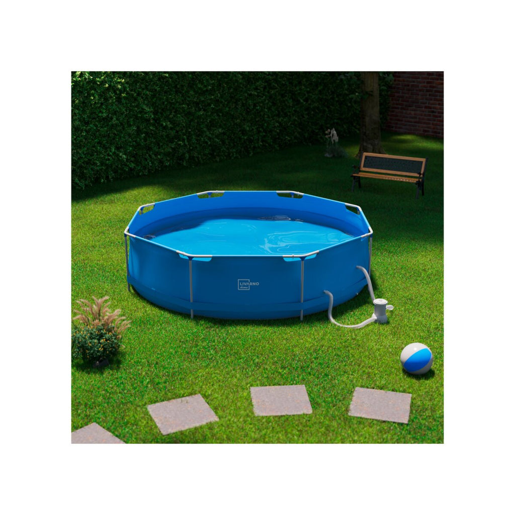 LIVARNO home Piscina con telaio in metallo, Ø 300 x H 76 cm - Articolo di seconda scelta, pari al nuovo