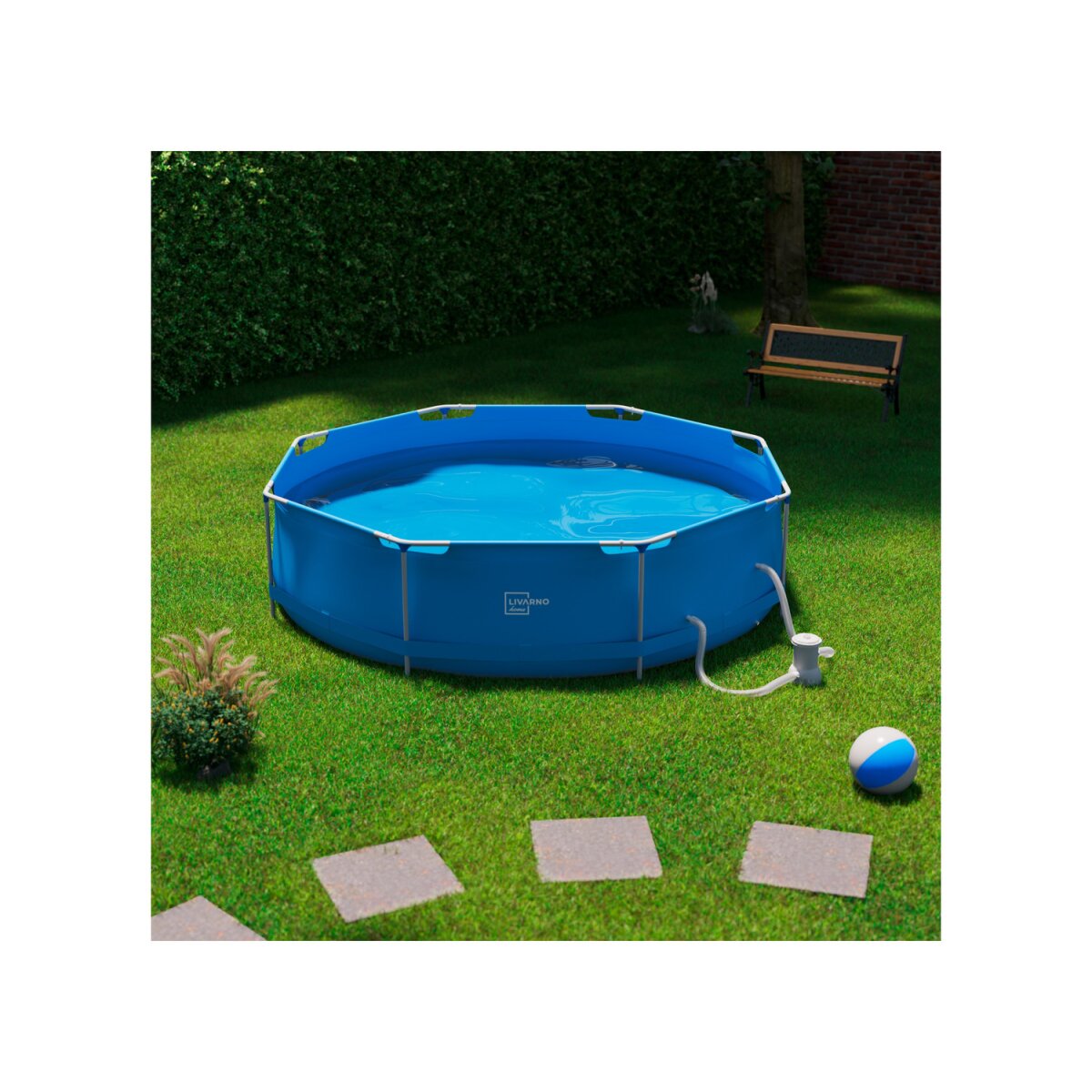 LIVARNO home Piscina con telaio in metallo, Ø 300 x H 76 cm - Articolo di seconda scelta, pari al nuovo