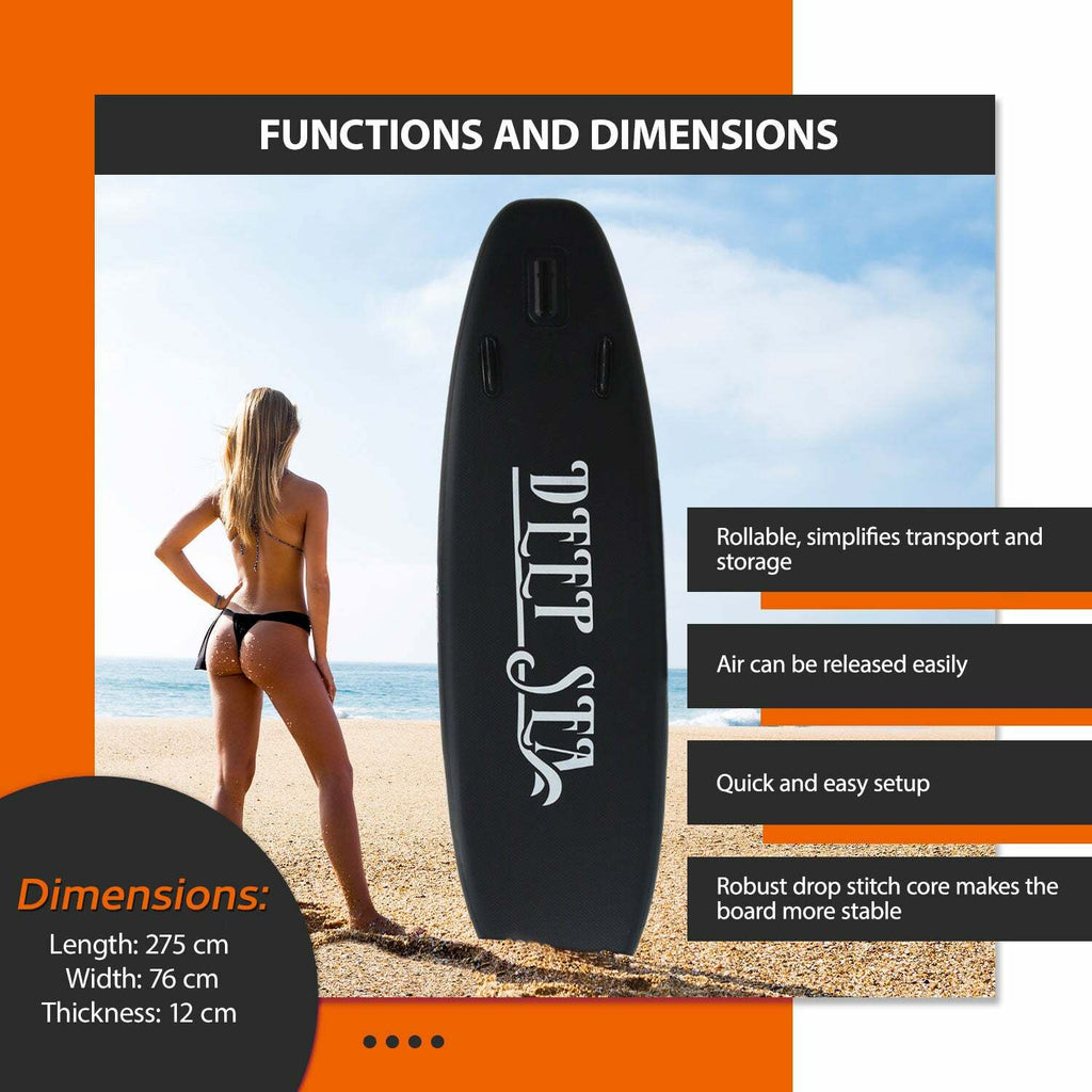 Set Stand-up Paddle Deep Sea (275 cm), nero
