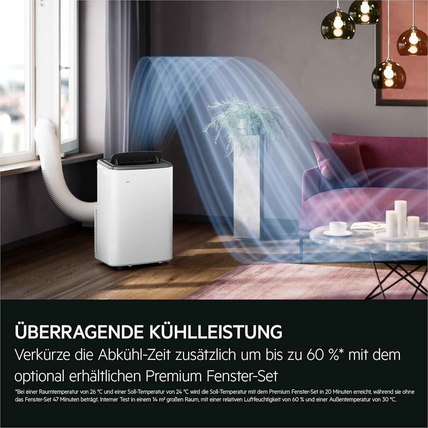Condizionatore portatile AEG Chillflex Pro AXP26U338CW / display LED / pulsanti touch / telecomando / 30-40 m² / funzione di raffreddamento / ventilatore / funzione di deumidificazione / automatico / bianco/argento/nero