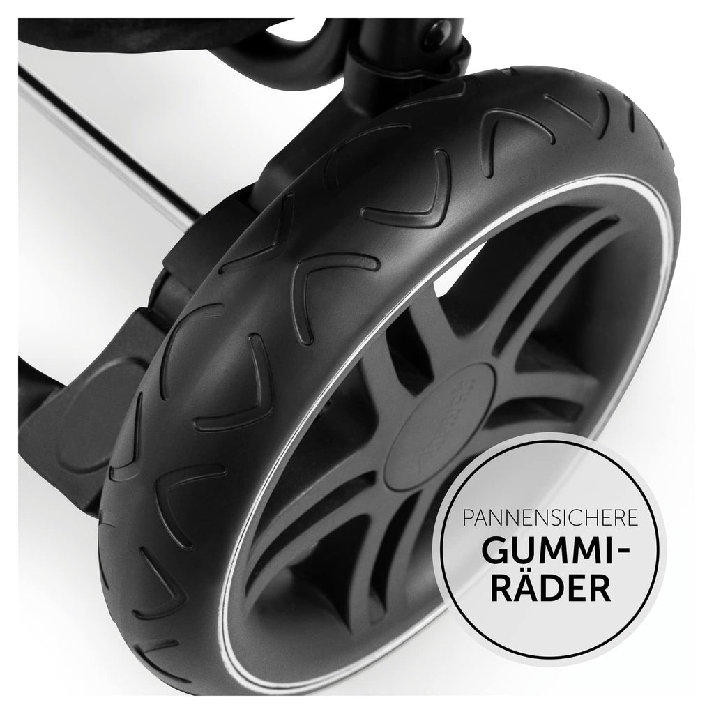 hauck Buggy Rapid 4D für Kinder ab Geburt bis 22 kg mit Liegefunktion, Gummireifen, Getränkehalter, UPF 50+, Klein Zusammenklappbar, XL Korb bis 3 kg (Black)