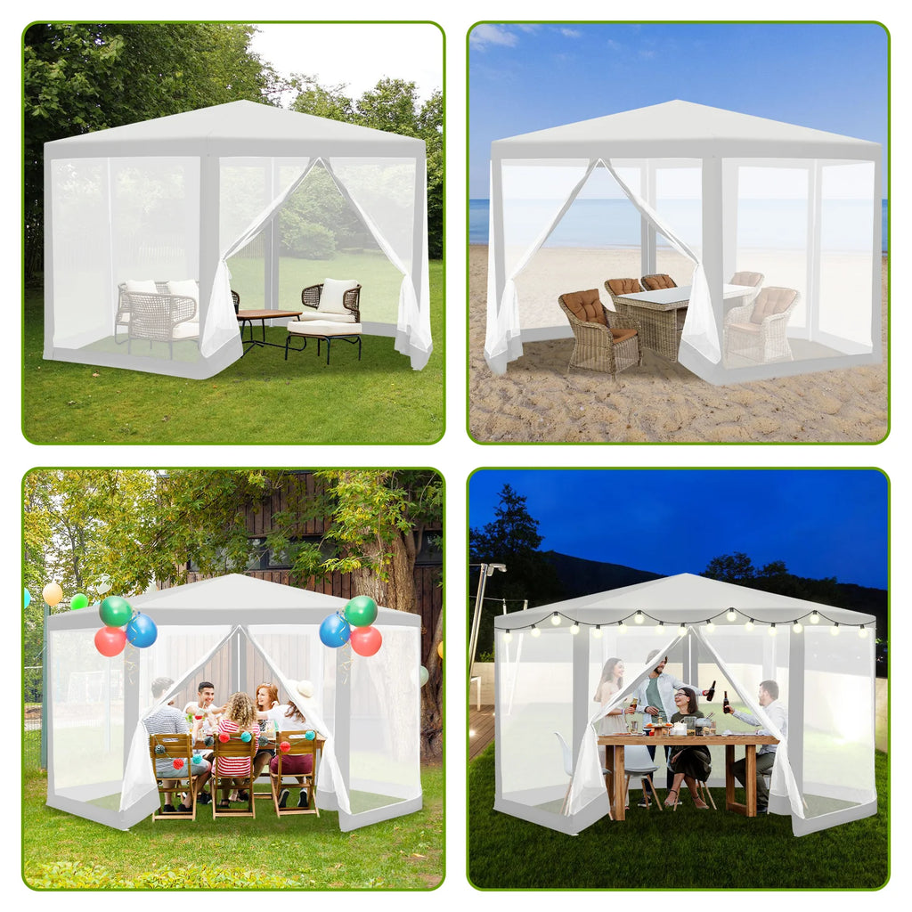 Sonnewelt Padiglione Gazebo da Giardino con Zanzariera Impermeabile Esagonale