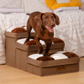 Stylish and handmade dog stairs with practical storage for joint protection