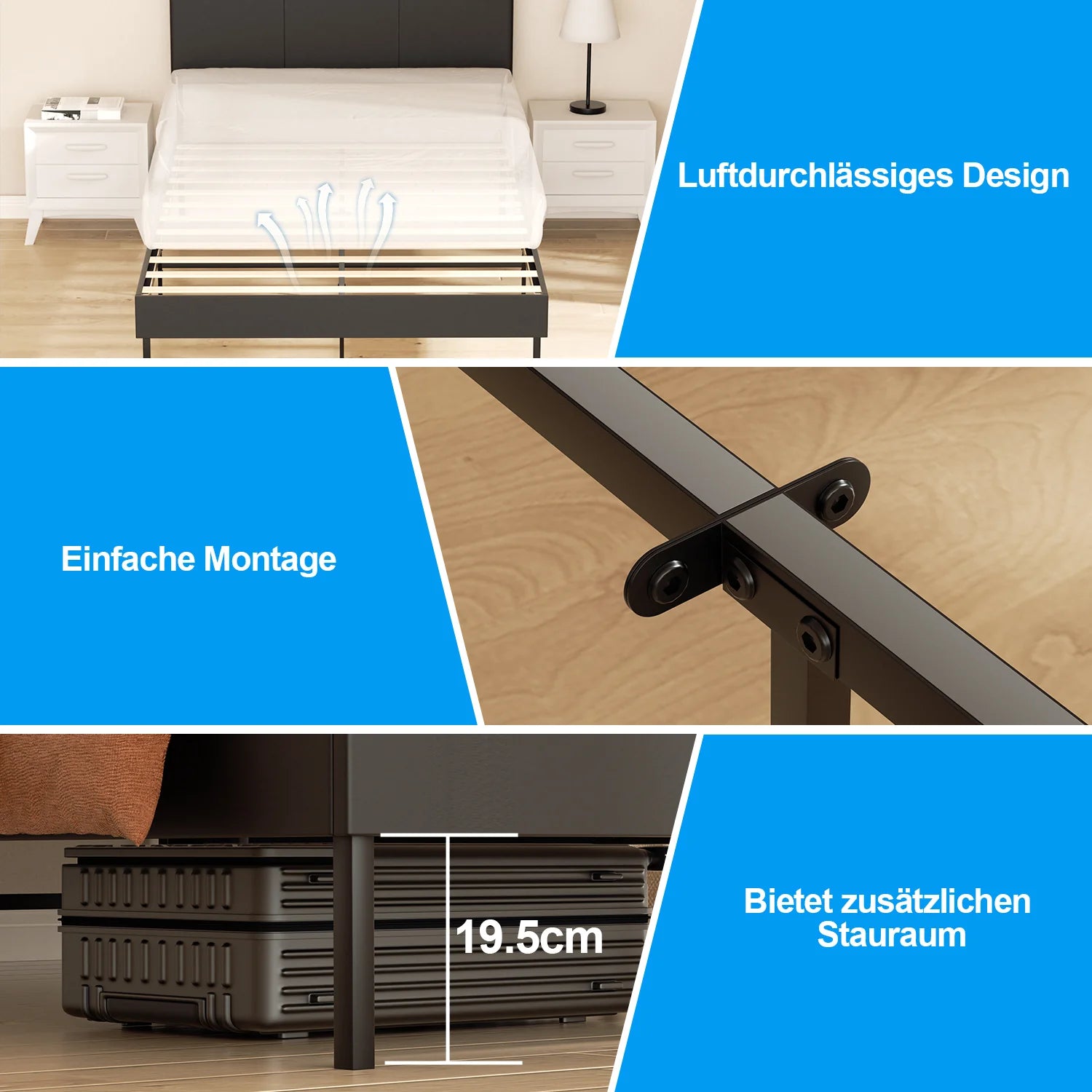 Sonnewelt Letto Imbottito con Testiera in Pelle
