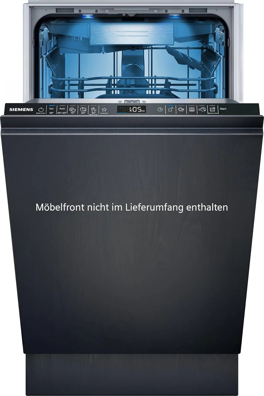 Siemens SR65YX08ME, iQ500 Lavastoviglie smart a scomparsa totale, larghezza 45 cm, cassetto portaposate, Zeolith, extra silenziosa, aquaStop, apertura automatica della porta a fine programma, varioSpeed, illuminazione interna
