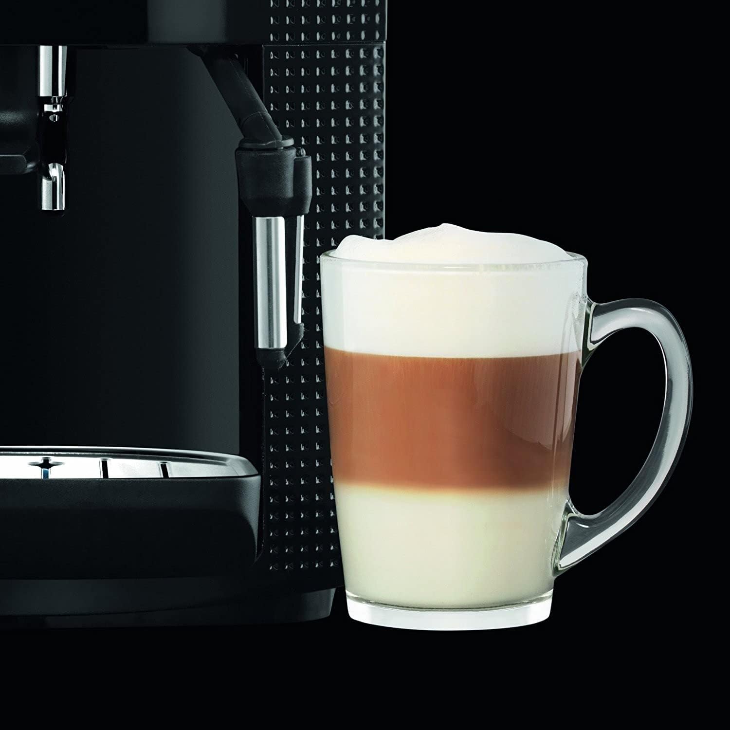 Krups Arabica Picto Macchina da Caffè Automatica, Bocchetta Vapore, Funzione 2 Tazze, Manopola Rotante, Facile Pulizia, Macchina da Caffè, Nera, EA810870