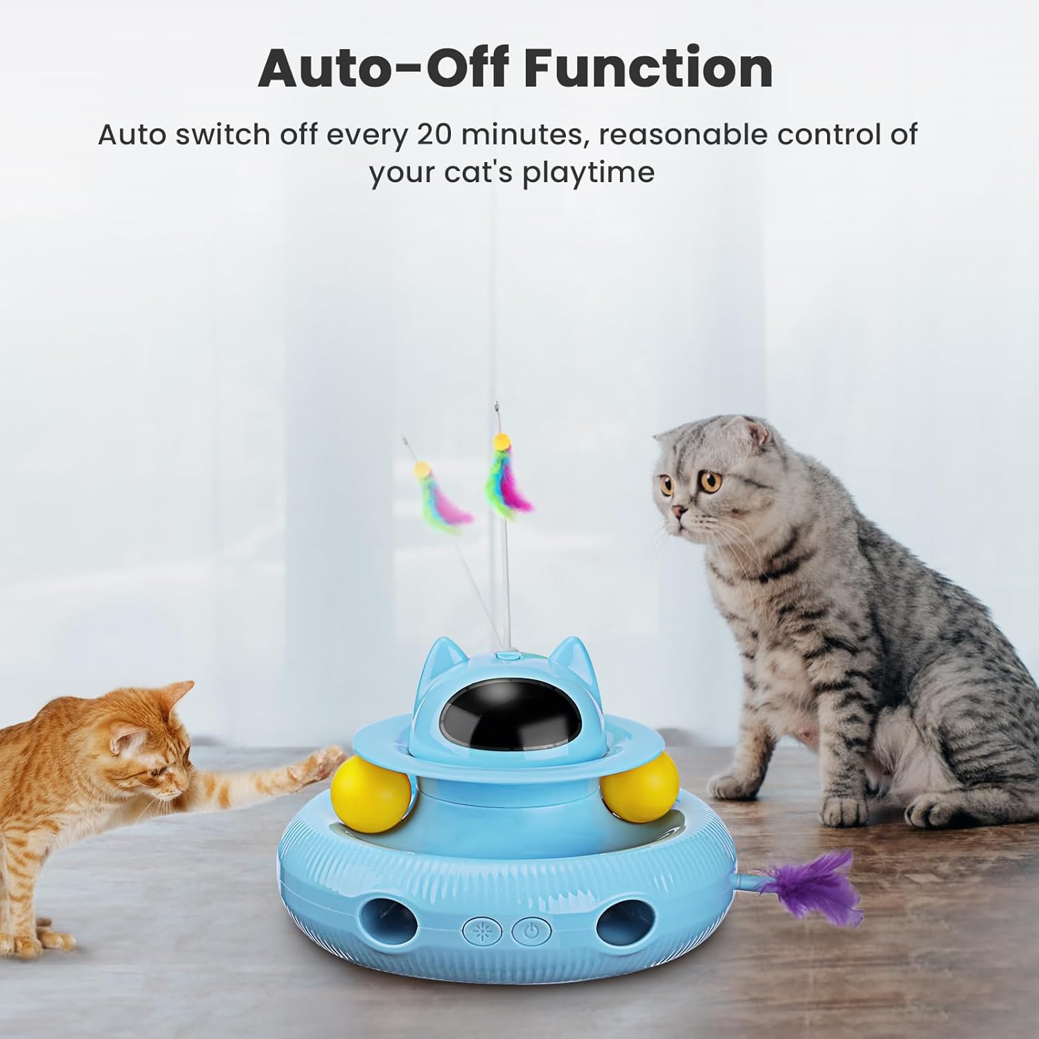 PETTOM Katzenspielzeug Selbstbeschftigung, 3-in-1 Katzenspielzeug Elektrisch Automatisch, Interaktives Spielzeug für Katzen USB Aufladbar
